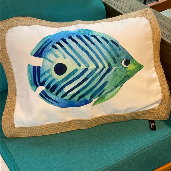 Blue Wave Tropical Fish throw pillow